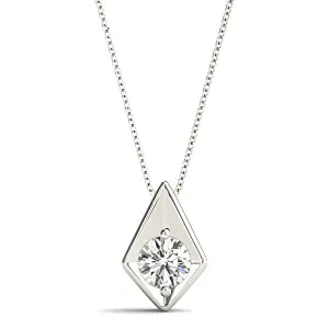 Two Prong Round Diamond Solitaire Necklace Pendant