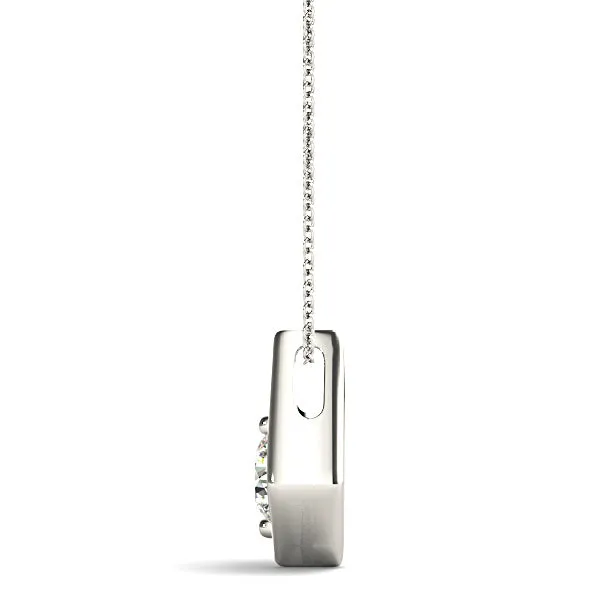 Two Prong Round Diamond Solitaire Necklace Pendant