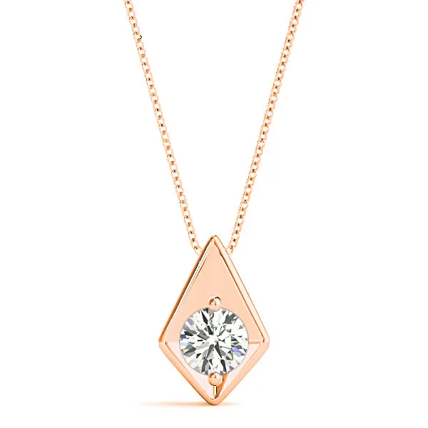 Two Prong Round Diamond Solitaire Necklace Pendant