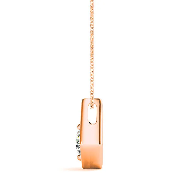 Two Prong Round Diamond Solitaire Necklace Pendant