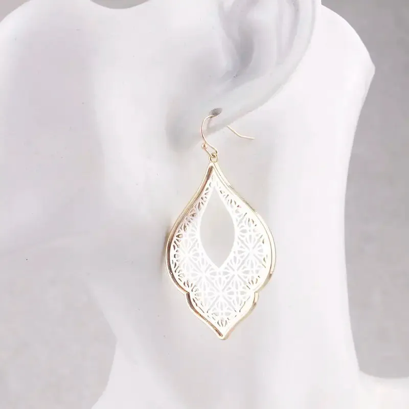 Two-Tone Teardrop Earrings | Moroccan Inspired Statement Earrings | Women's Party Jewelry