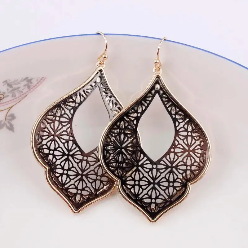Two-Tone Teardrop Earrings | Moroccan Inspired Statement Earrings | Women's Party Jewelry