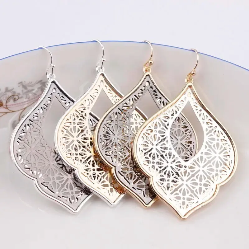 Two-Tone Teardrop Earrings | Moroccan Inspired Statement Earrings | Women's Party Jewelry