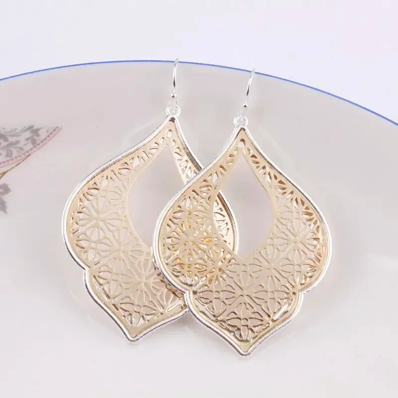 Two-Tone Teardrop Earrings | Moroccan Inspired Statement Earrings | Women's Party Jewelry