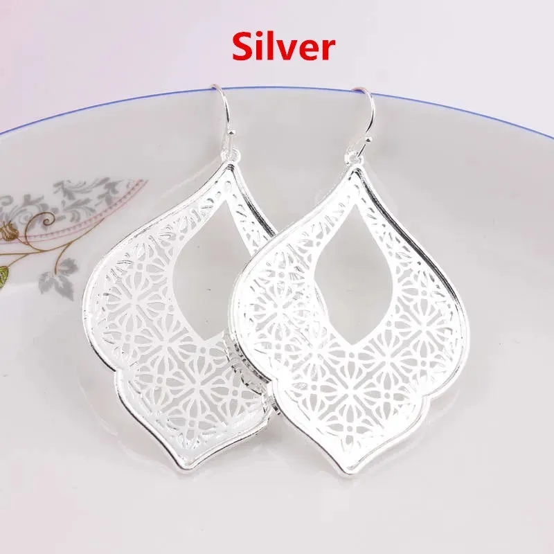 Two-Tone Teardrop Earrings | Moroccan Inspired Statement Earrings | Women's Party Jewelry