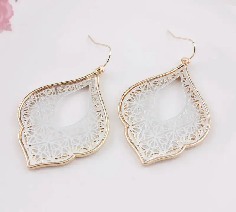 Two-Tone Teardrop Earrings | Moroccan Inspired Statement Earrings | Women's Party Jewelry
