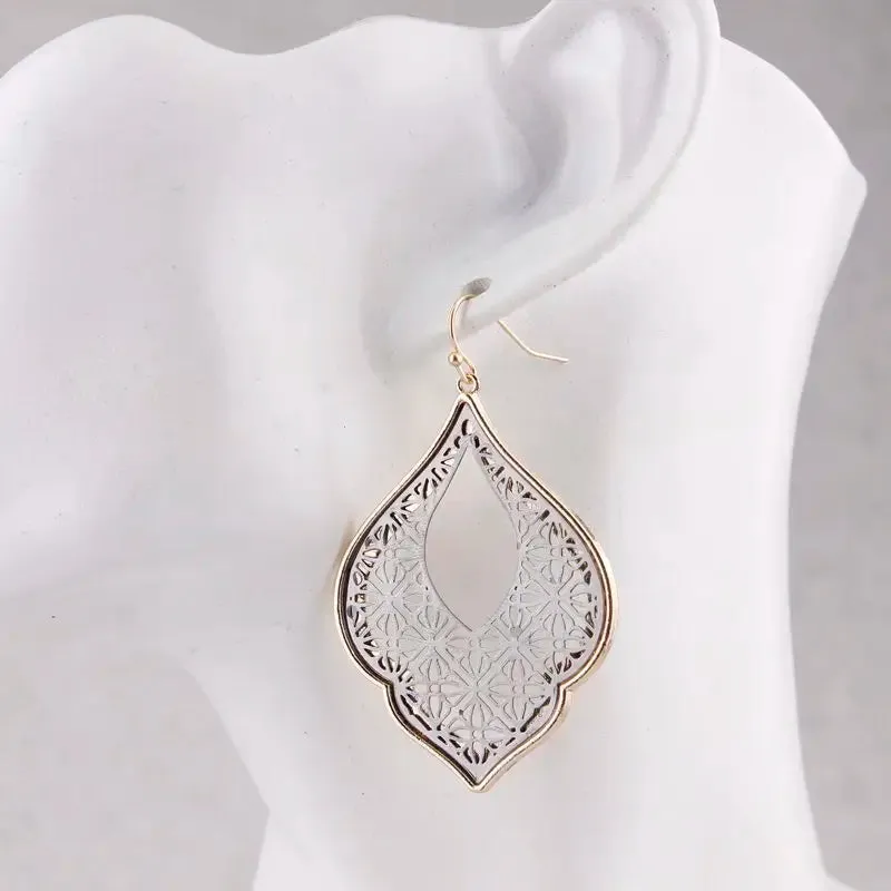 Two-Tone Teardrop Earrings | Moroccan Inspired Statement Earrings | Women's Party Jewelry