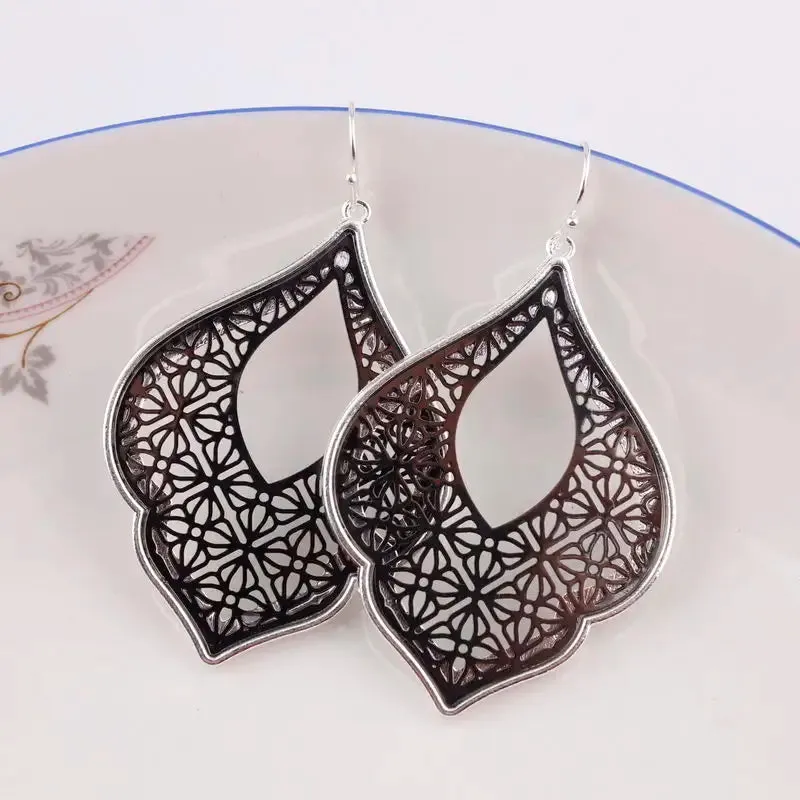 Two-Tone Teardrop Earrings | Moroccan Inspired Statement Earrings | Women's Party Jewelry