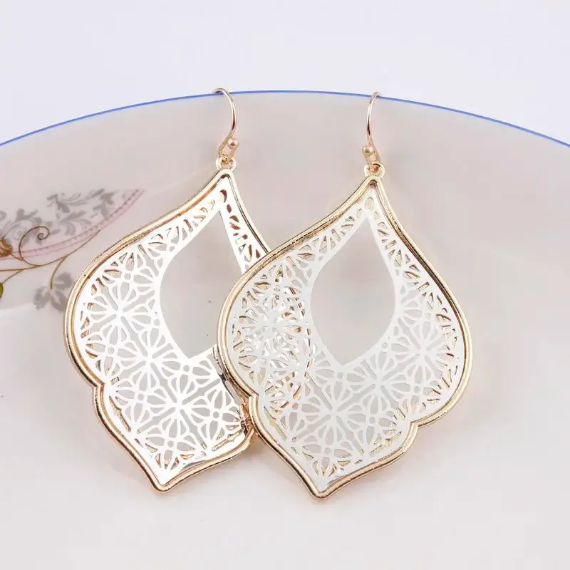 Two-Tone Teardrop Earrings | Moroccan Inspired Statement Earrings | Women's Party Jewelry