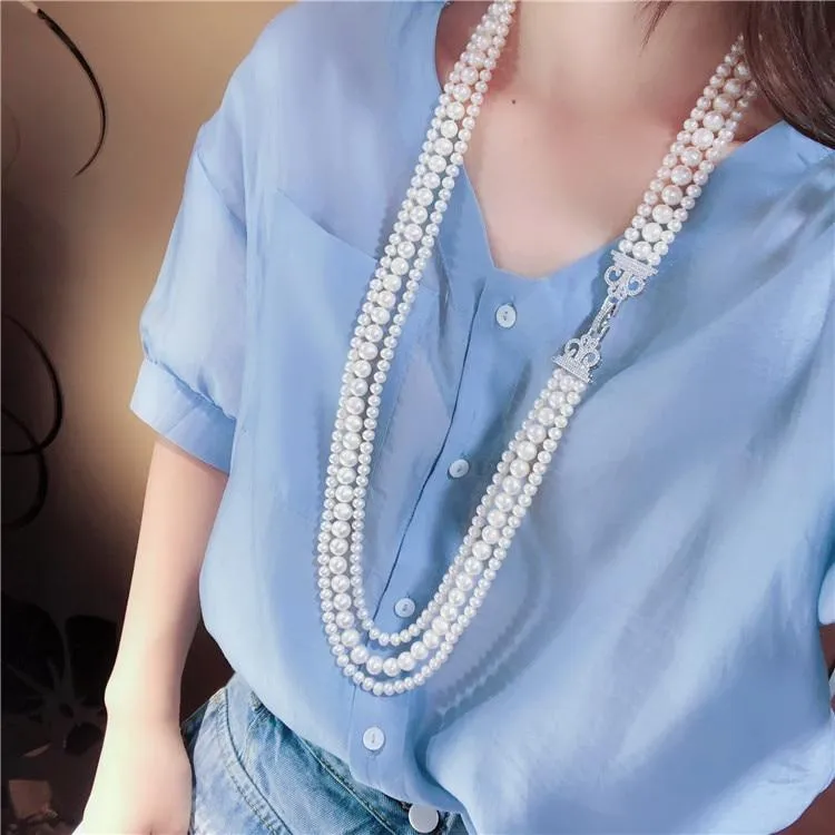 Unique Triple Strand Freshwater Pearl Necklace