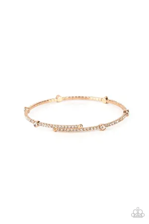 Upgraded Glamour - Gold - White Rhinestone Paparazzi Coil Bracelet