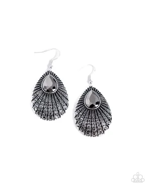Urban Relic - Silver - Hematite Rhinestone Teardrop Paparazzi Fishhook Earrings