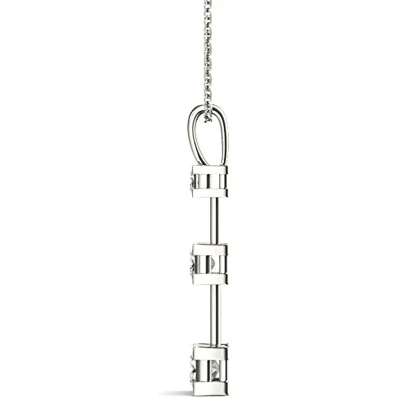 V Prong 1.25 ctw Graduated Princess Cut Diamond Three Stone Necklace Pendant