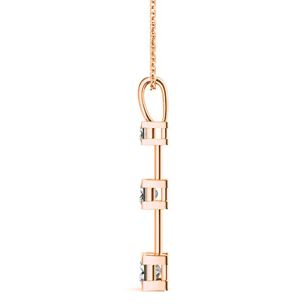 V Prong 1.25 ctw Graduated Princess Cut Diamond Three Stone Necklace Pendant