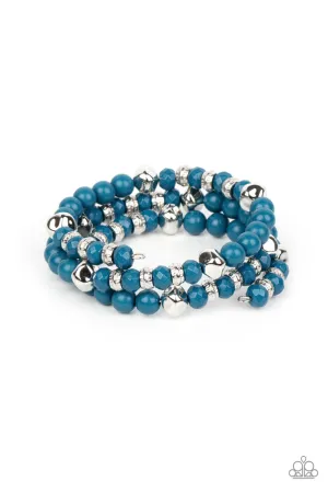 Vibrant Verve - Blue - Beaded Paparazzi Coil Bracelet