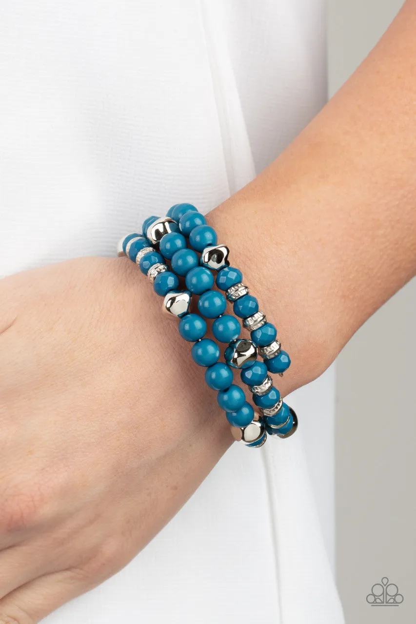 Vibrant Verve - Blue - Beaded Paparazzi Coil Bracelet