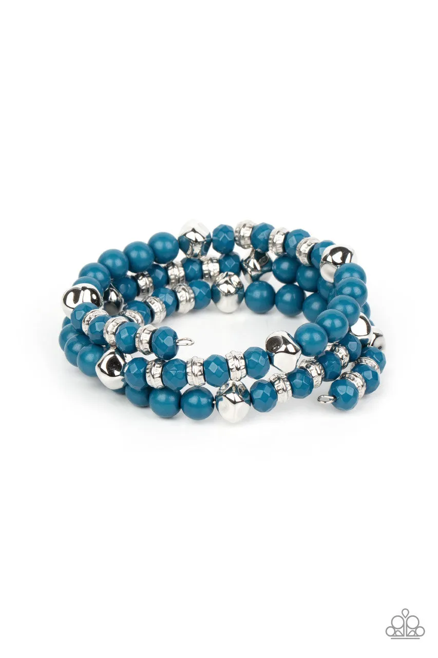 Vibrant Verve - Blue - Beaded Paparazzi Coil Bracelet