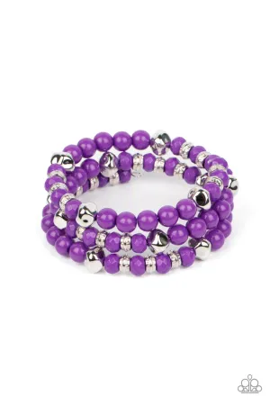 Vibrant Verve - Purple - Beaded Paparazzi Coil Bracelet