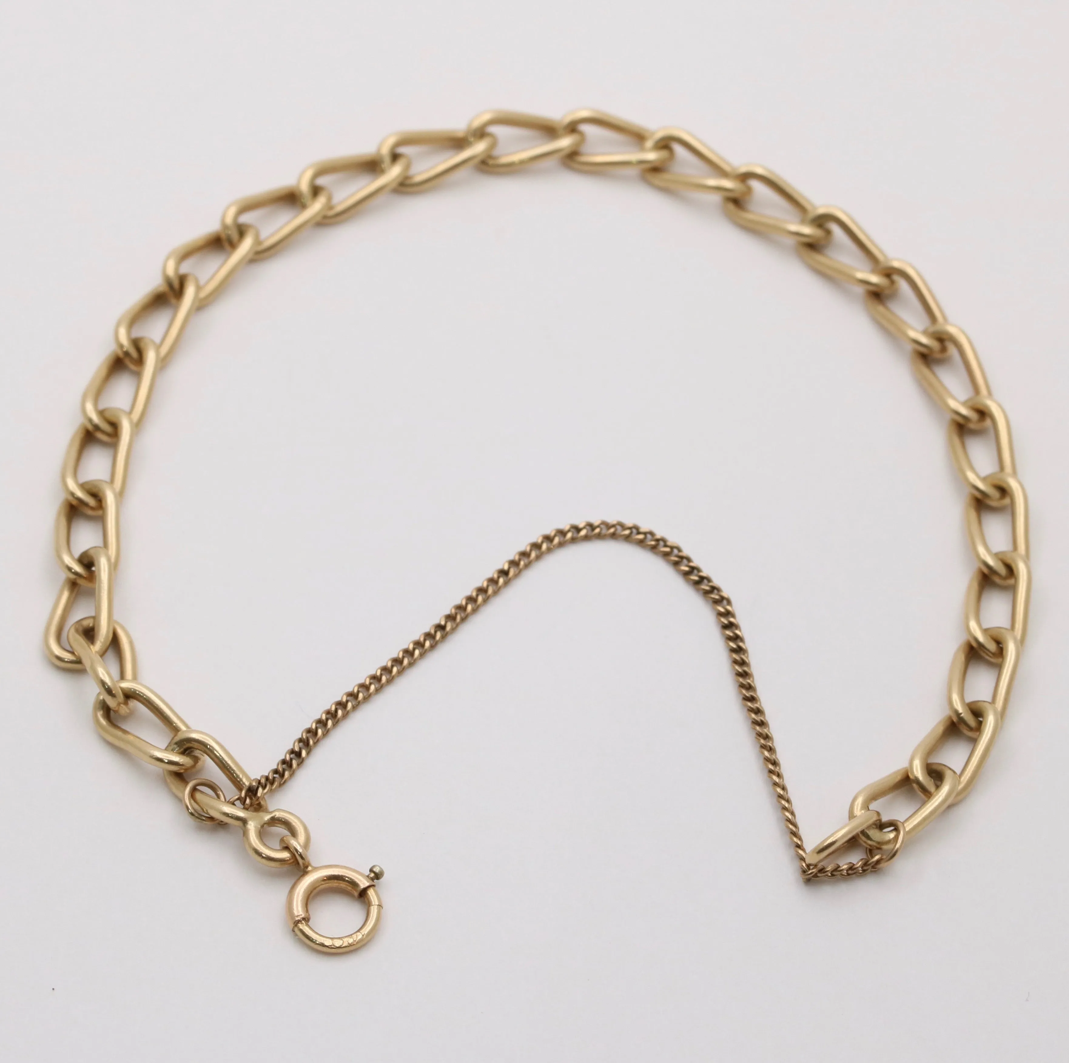 Vintage 14K Gold Oval Link Bracelet, 7” Long
