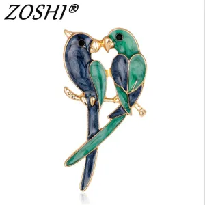 Vintage 2 Bird Brooches Lovely Little Birds Dress Collar Suit Sweater Banquet Decoration Women Brooch Hijab Pins jewelry Hot