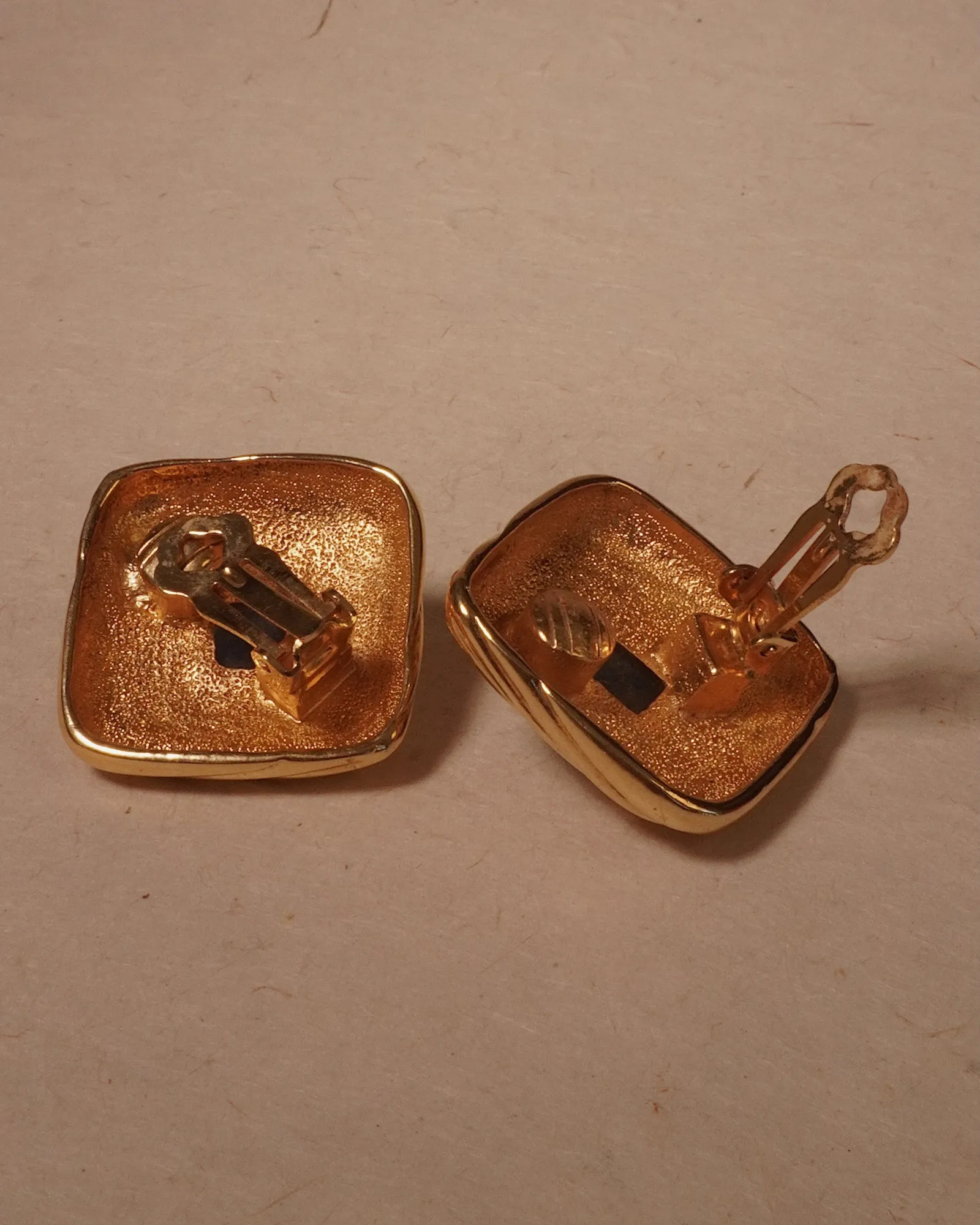Vintage 70's Fior Marbled Blue Cab Earrings