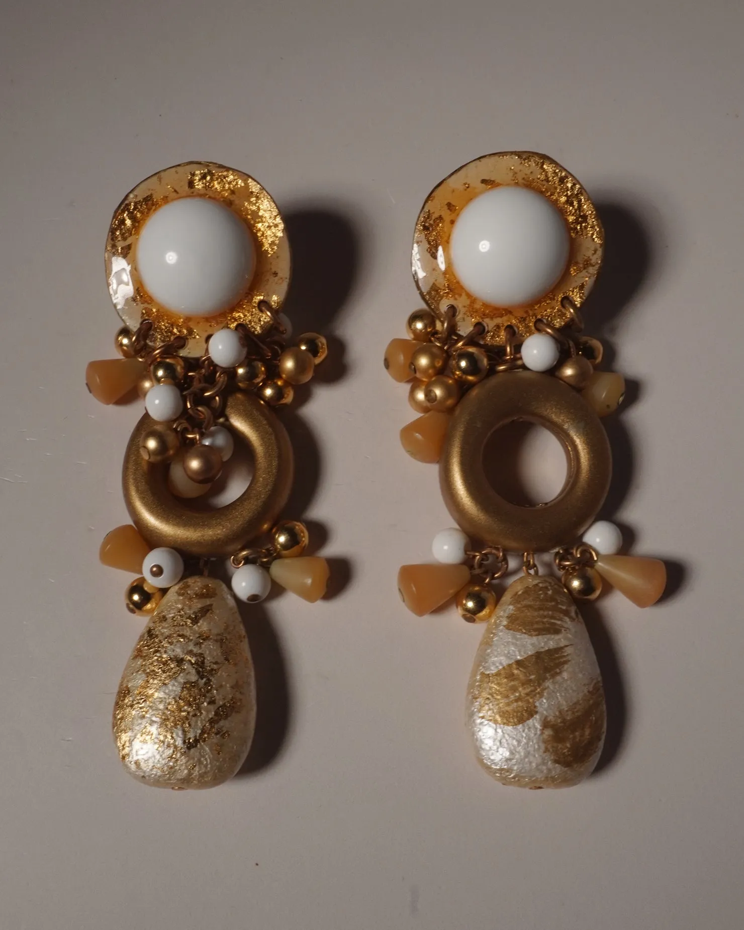 VINTAGE 80'S OVERSIZED BEADED EARRINGS