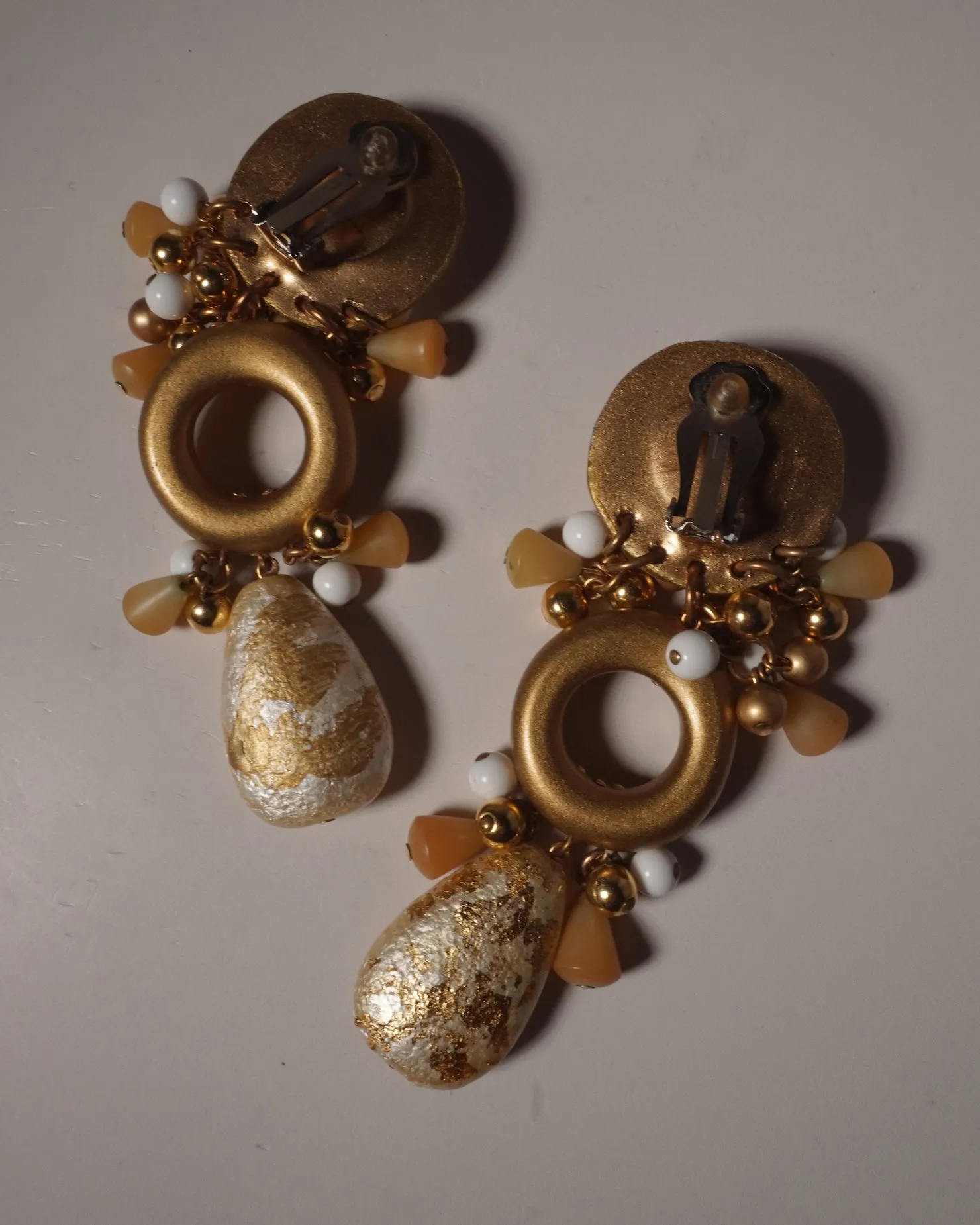 VINTAGE 80'S OVERSIZED BEADED EARRINGS