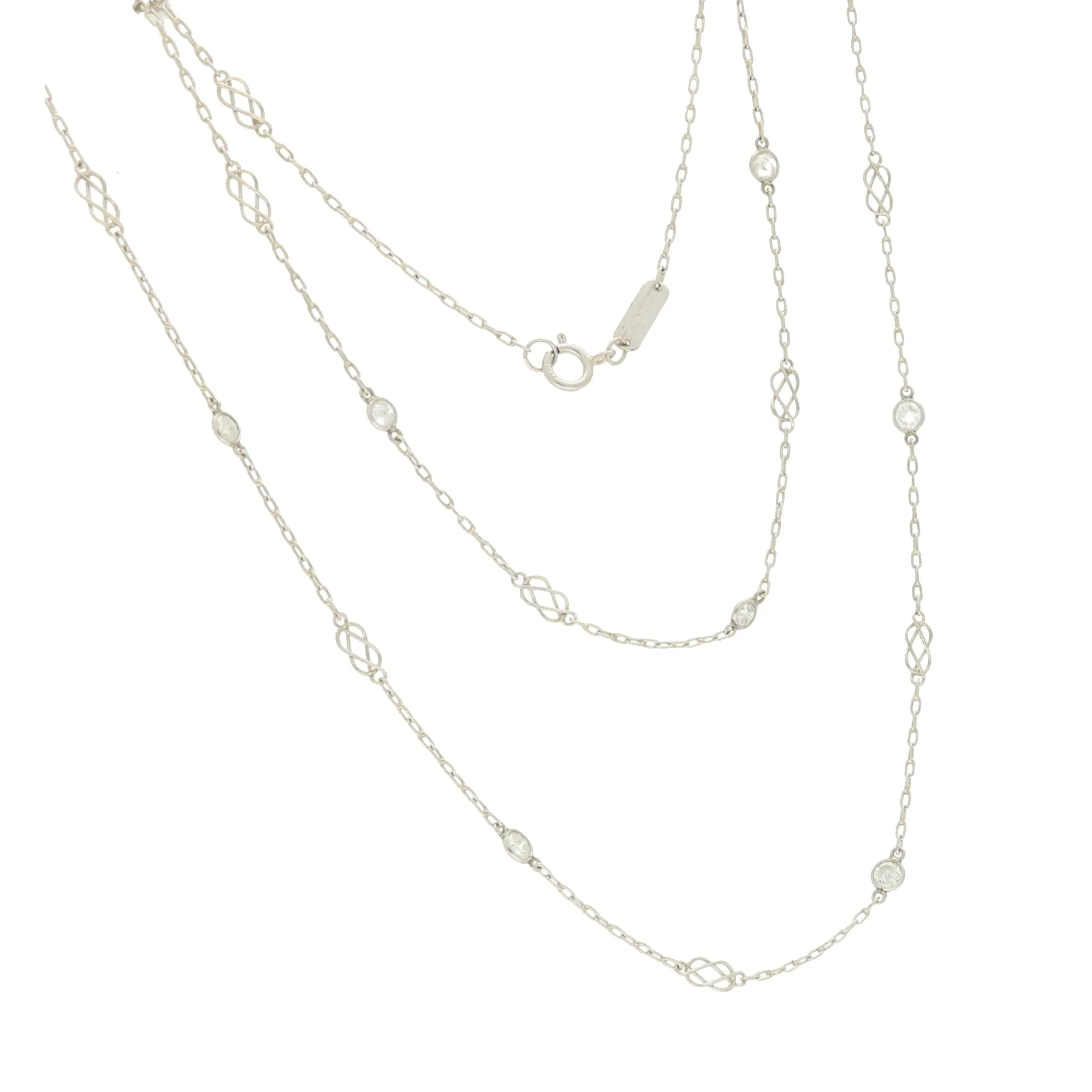 Vintage Art Deco Inspired 40-inch Diamond Necklace