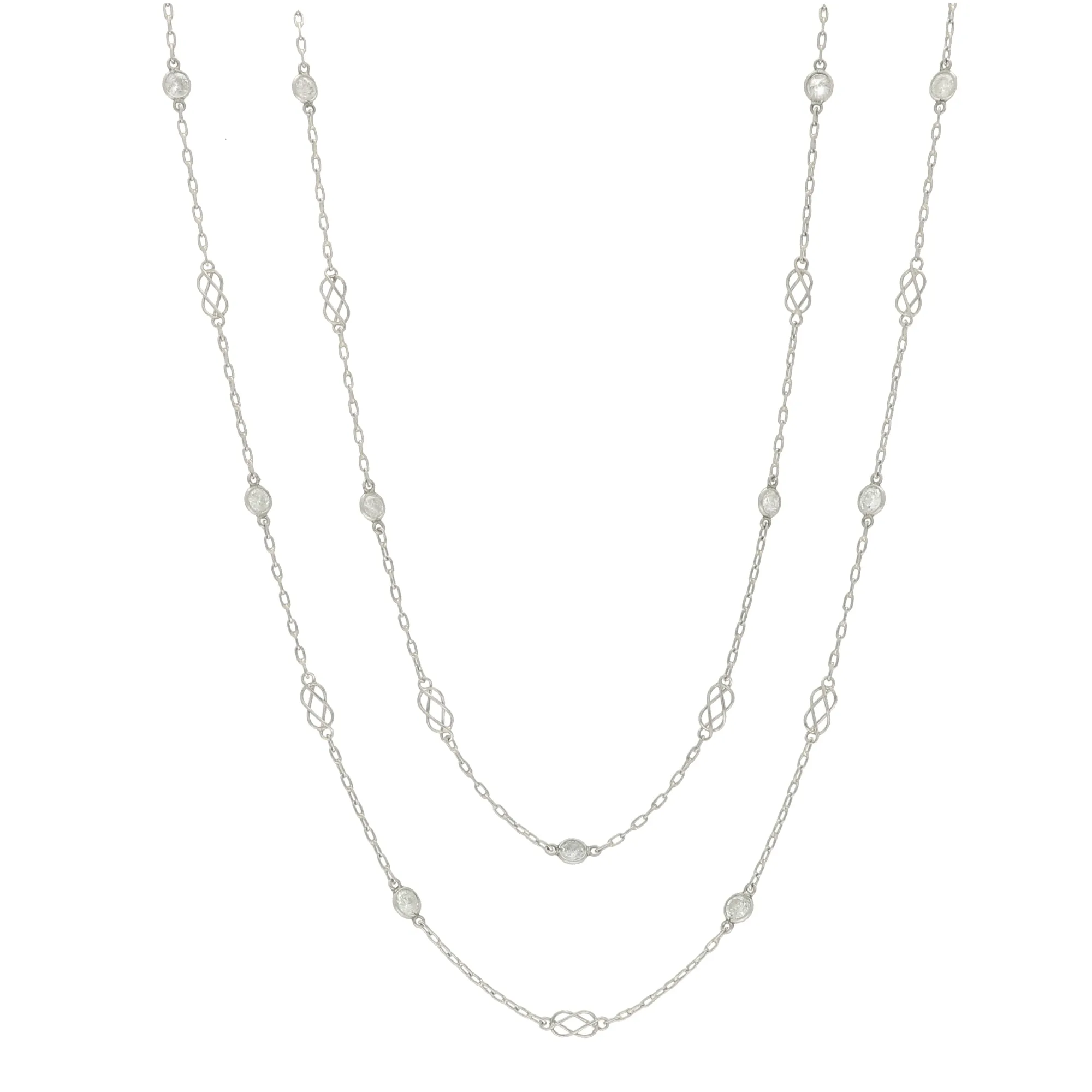 Vintage Art Deco Inspired 40-inch Diamond Necklace