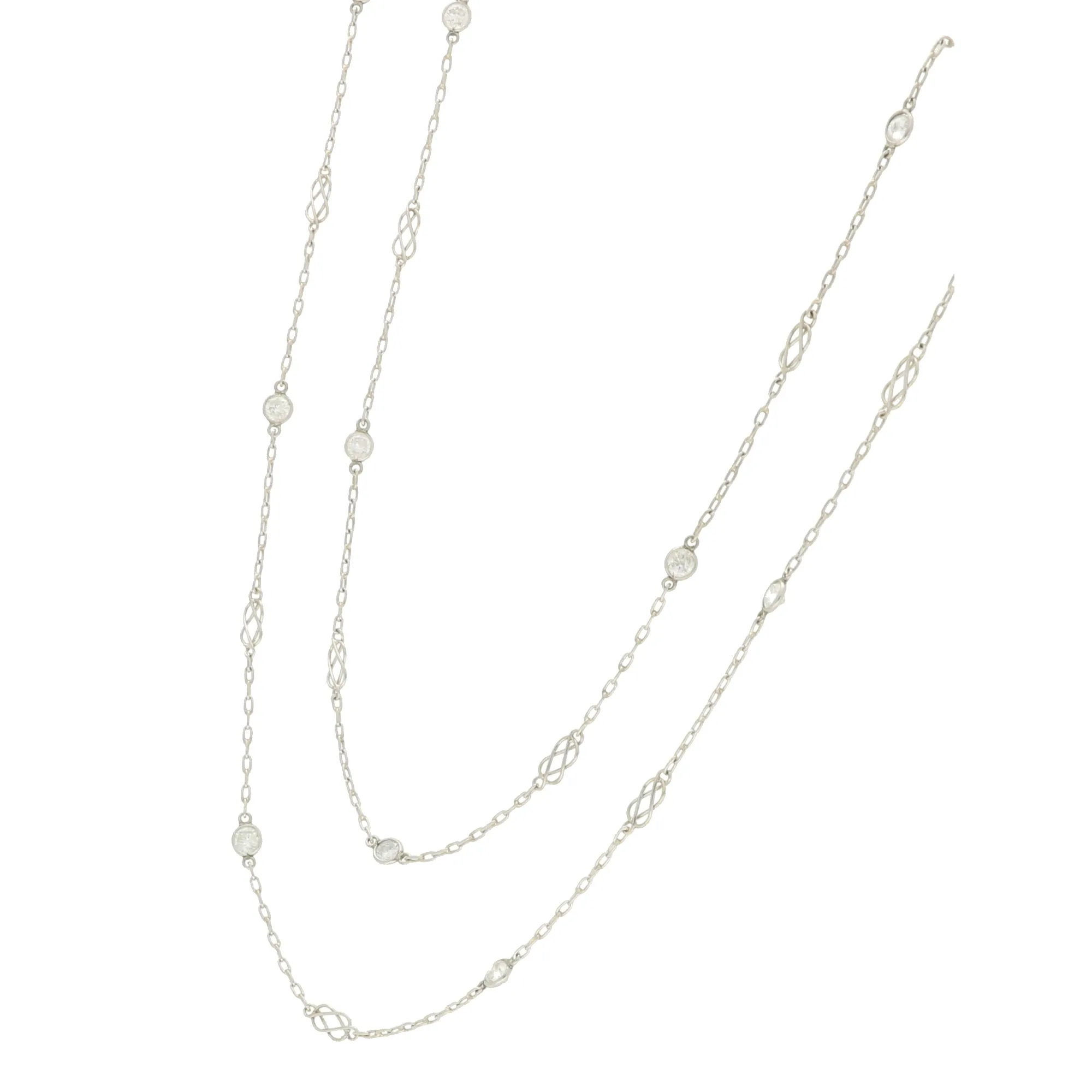 Vintage Art Deco Inspired 40-inch Diamond Necklace