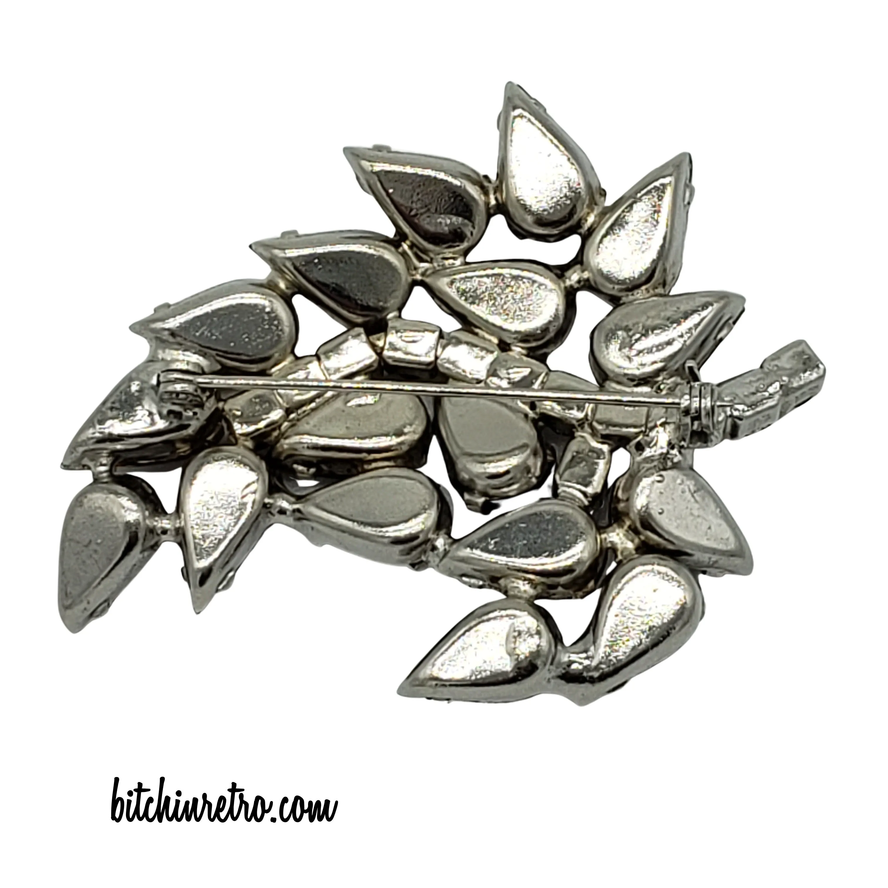Vintage Autumn Leaf Rhinestone Brooch