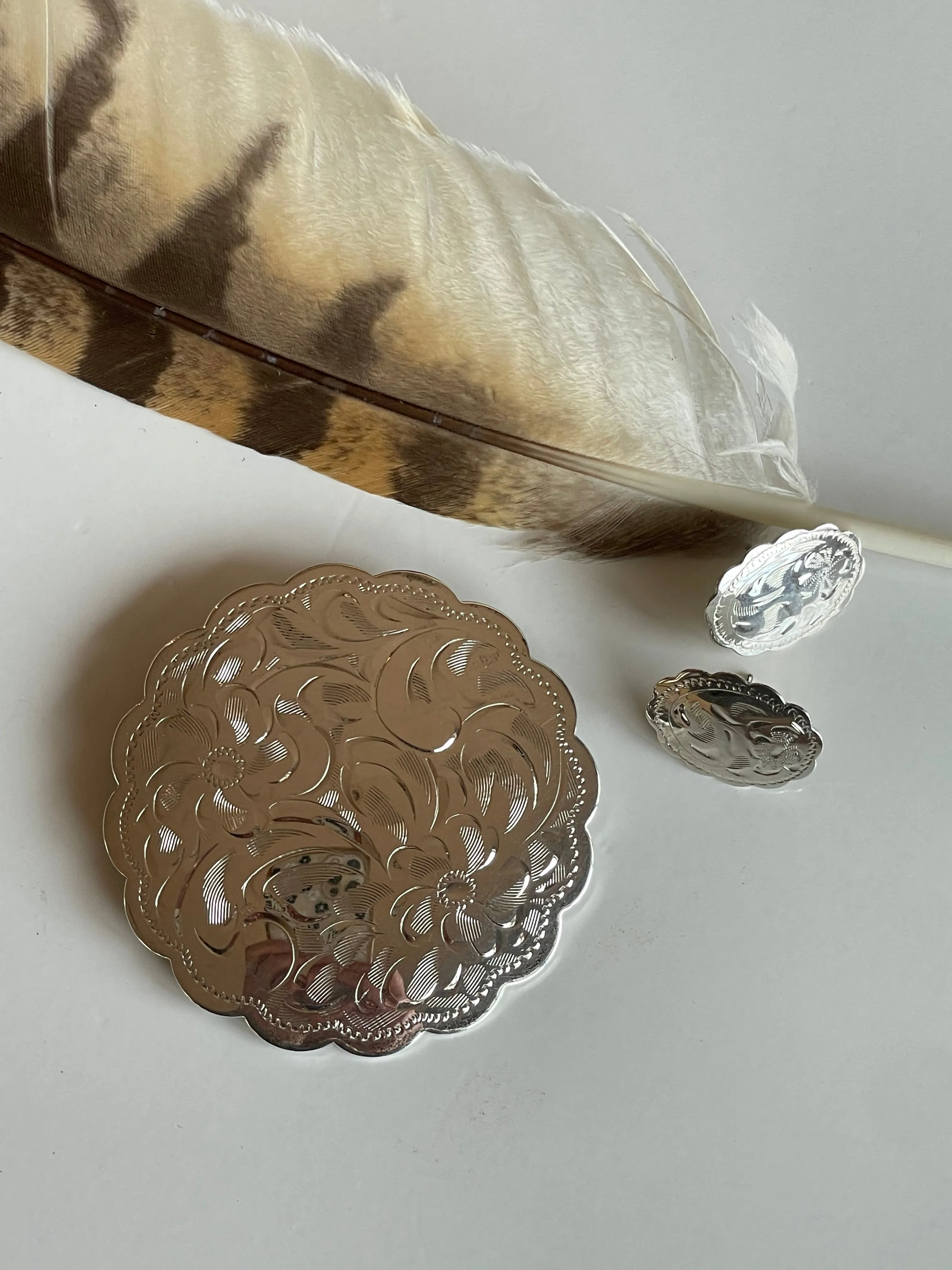 Vintage Birks Sterling Brooch and Earrings Set