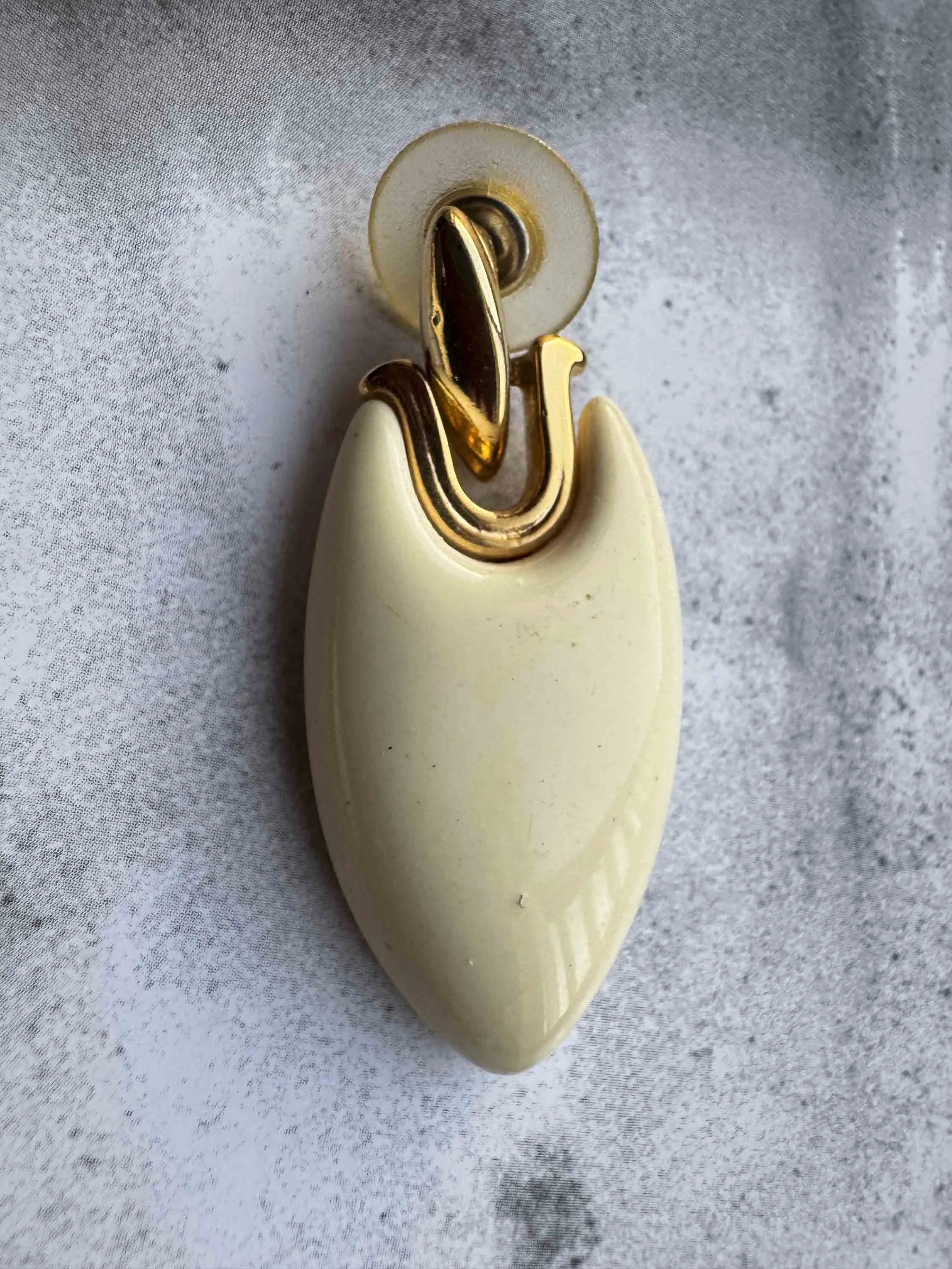 Vintage Cream & Gold Statement Earrings
