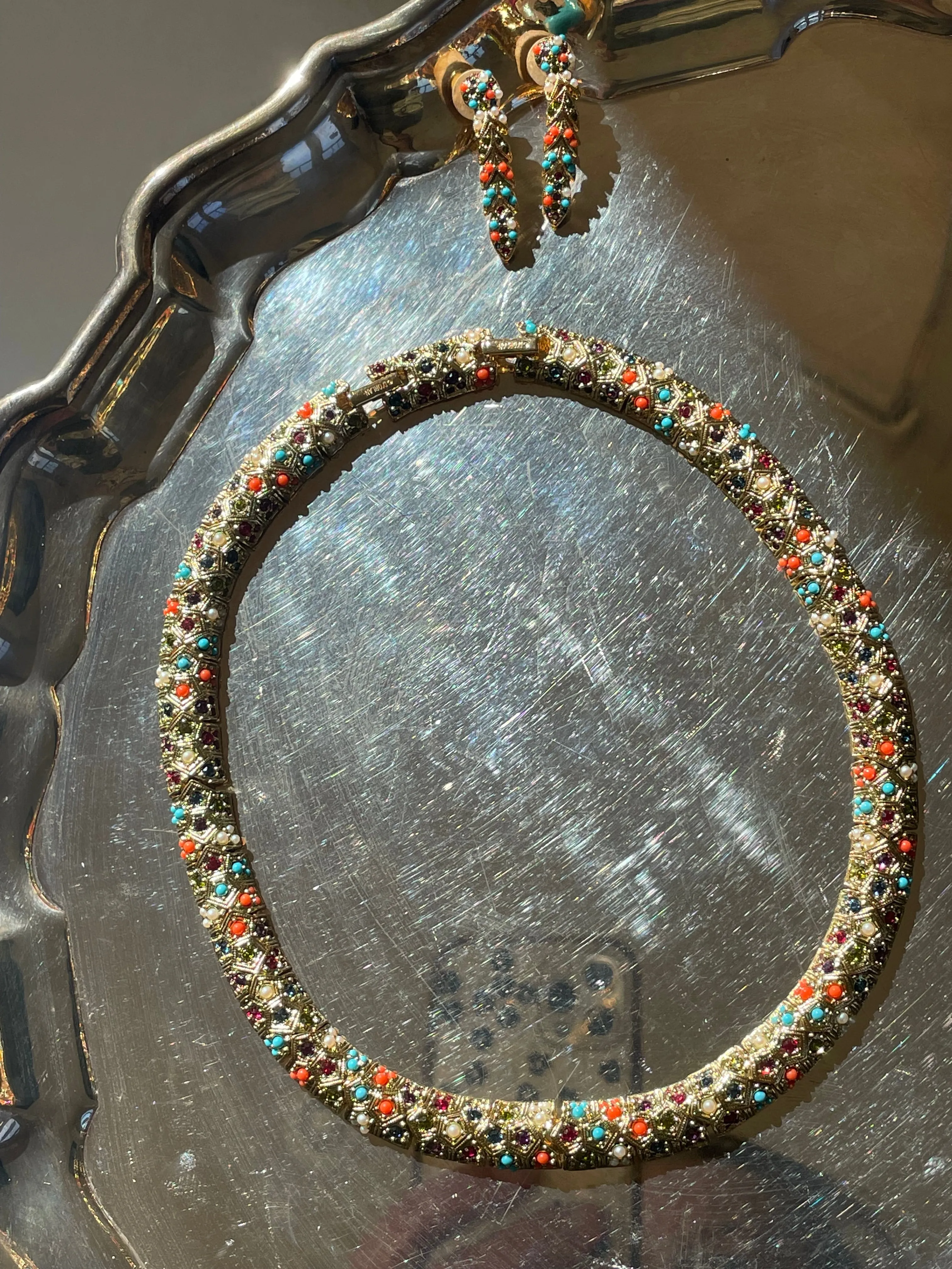 Vintage D’Orlan Buried Treasure Necklace and Earrings Set