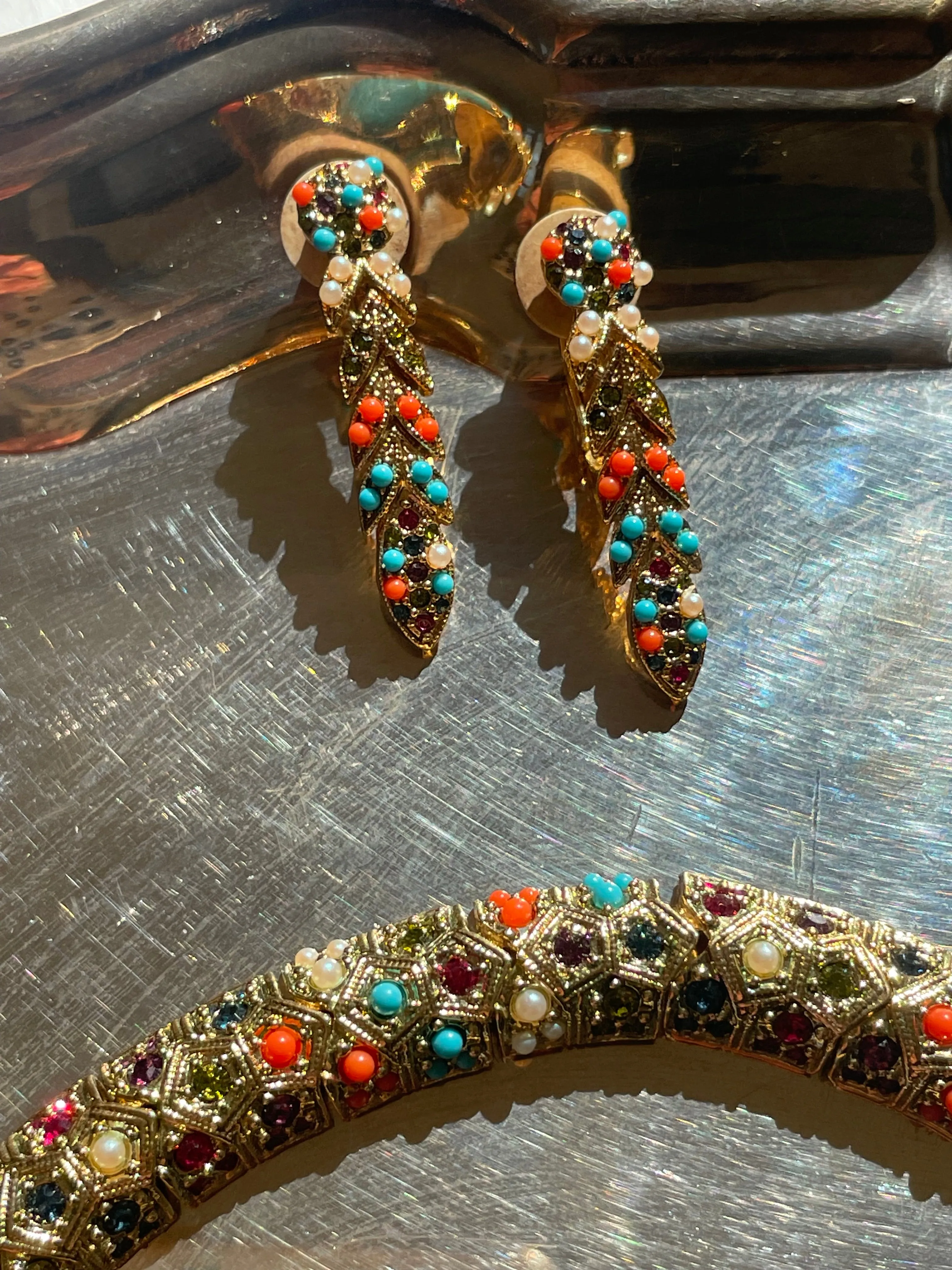 Vintage D’Orlan Buried Treasure Necklace and Earrings Set