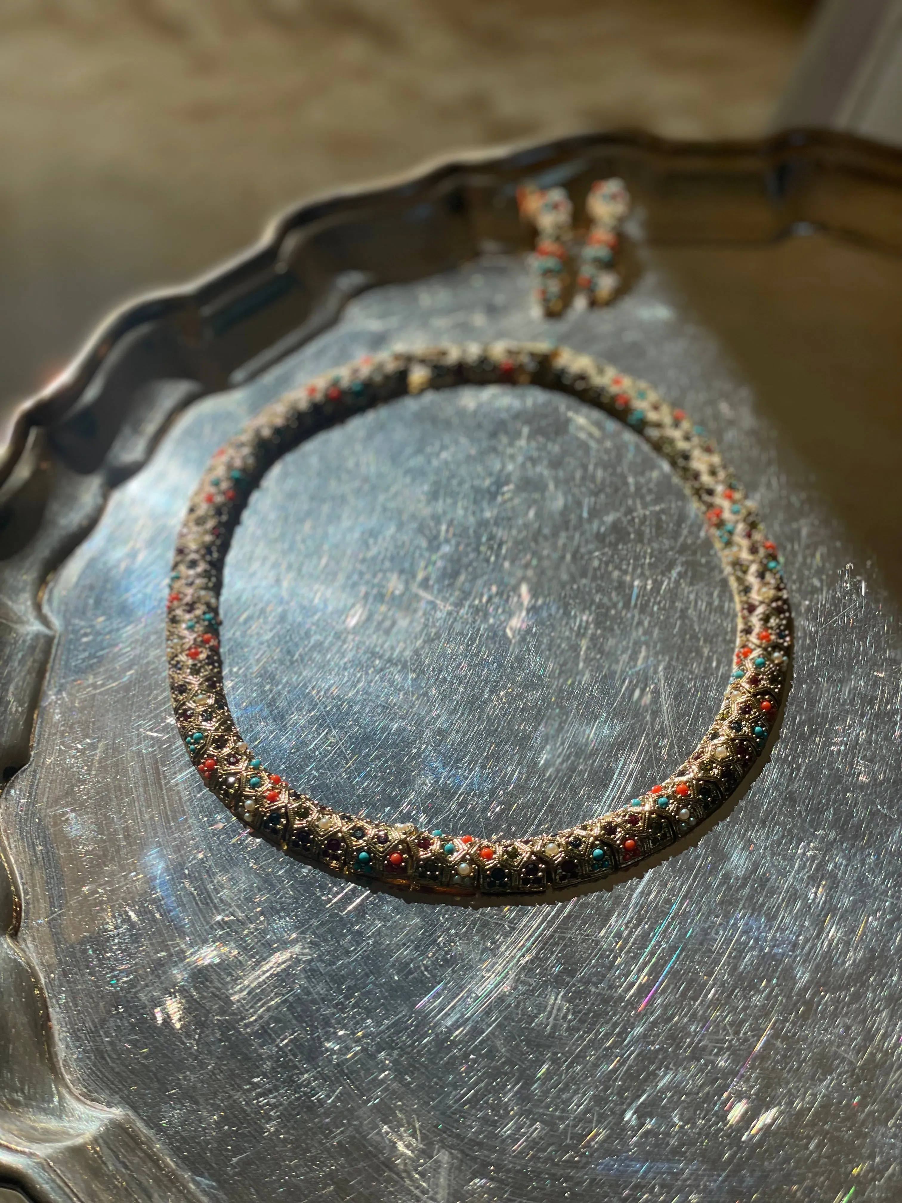 Vintage D’Orlan Buried Treasure Necklace and Earrings Set