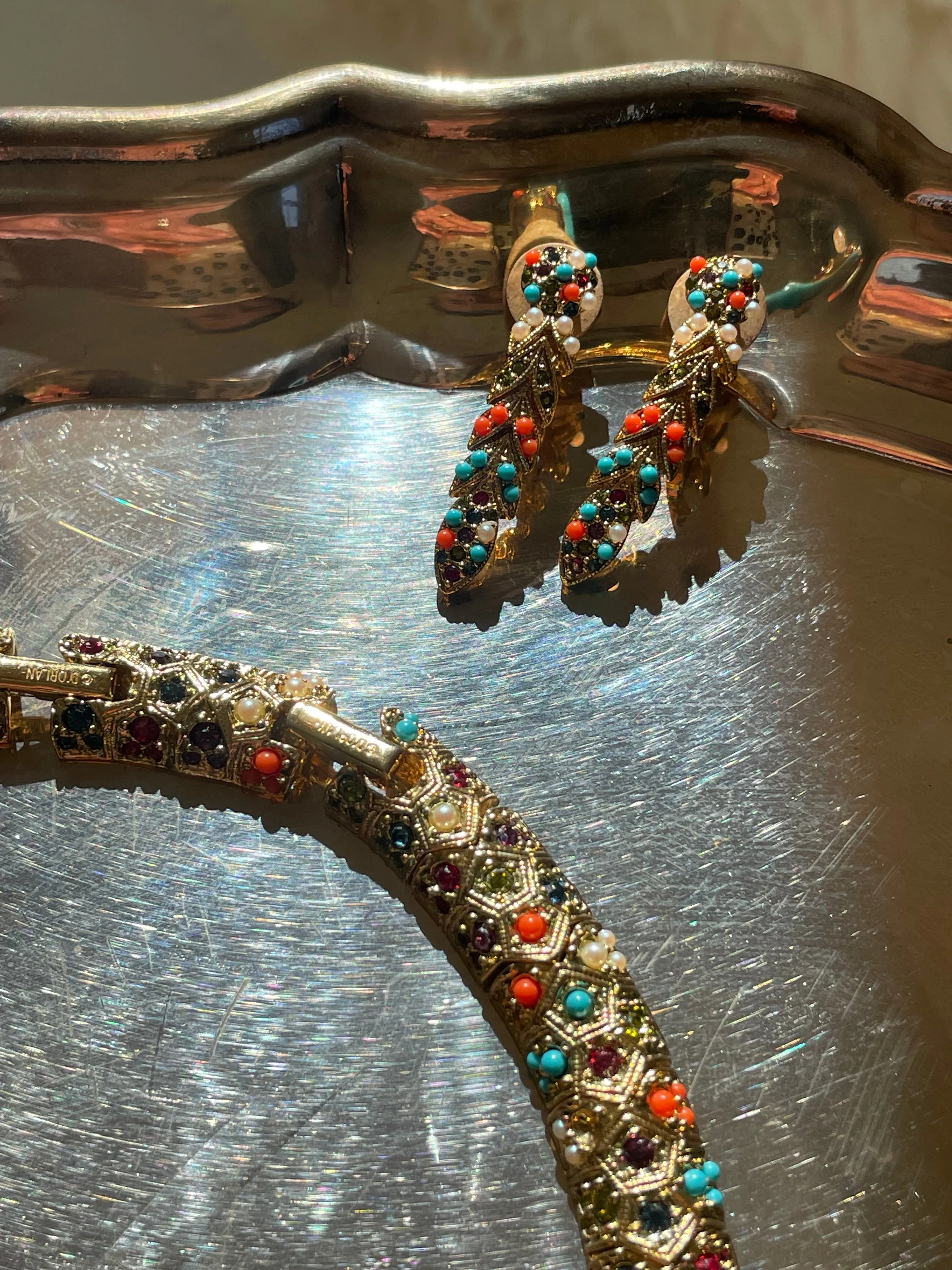 Vintage D’Orlan Buried Treasure Necklace and Earrings Set