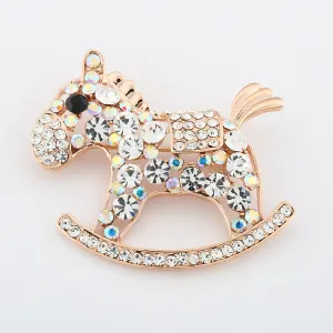 Vintage Jewelry Horse Brooches for Women Kids Full AB Color Crystal Rhinestone Animal Brooch For Jewelry Hijab Pins