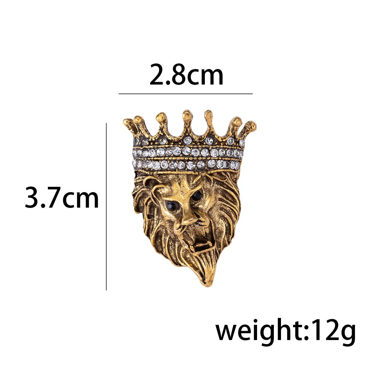 Vintage Lion Head Diamond Crown Pin Badge 4 Pack