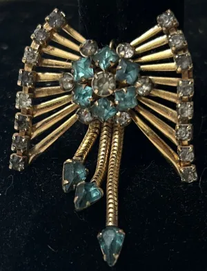 Vintage MCM Signed Marks & Spencer 12K Gold-Filled Rhinestone Brooch Pendant – Rare