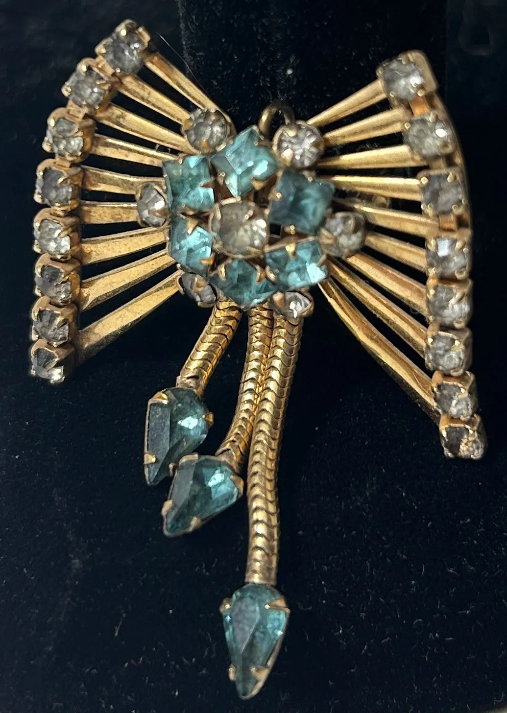 Vintage MCM Signed Marks & Spencer 12K Gold-Filled Rhinestone Brooch Pendant – Rare
