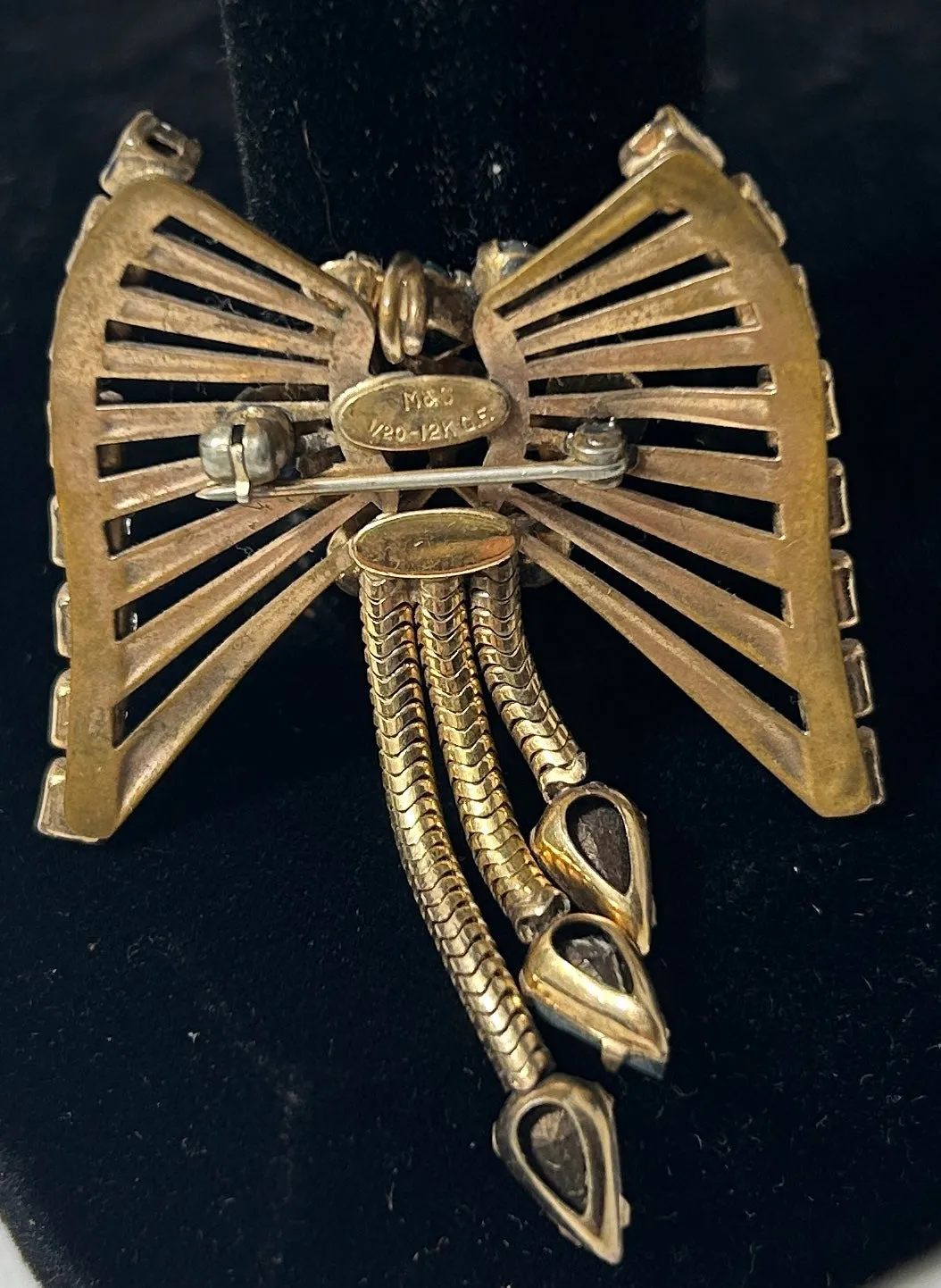 Vintage MCM Signed Marks & Spencer 12K Gold-Filled Rhinestone Brooch Pendant – Rare