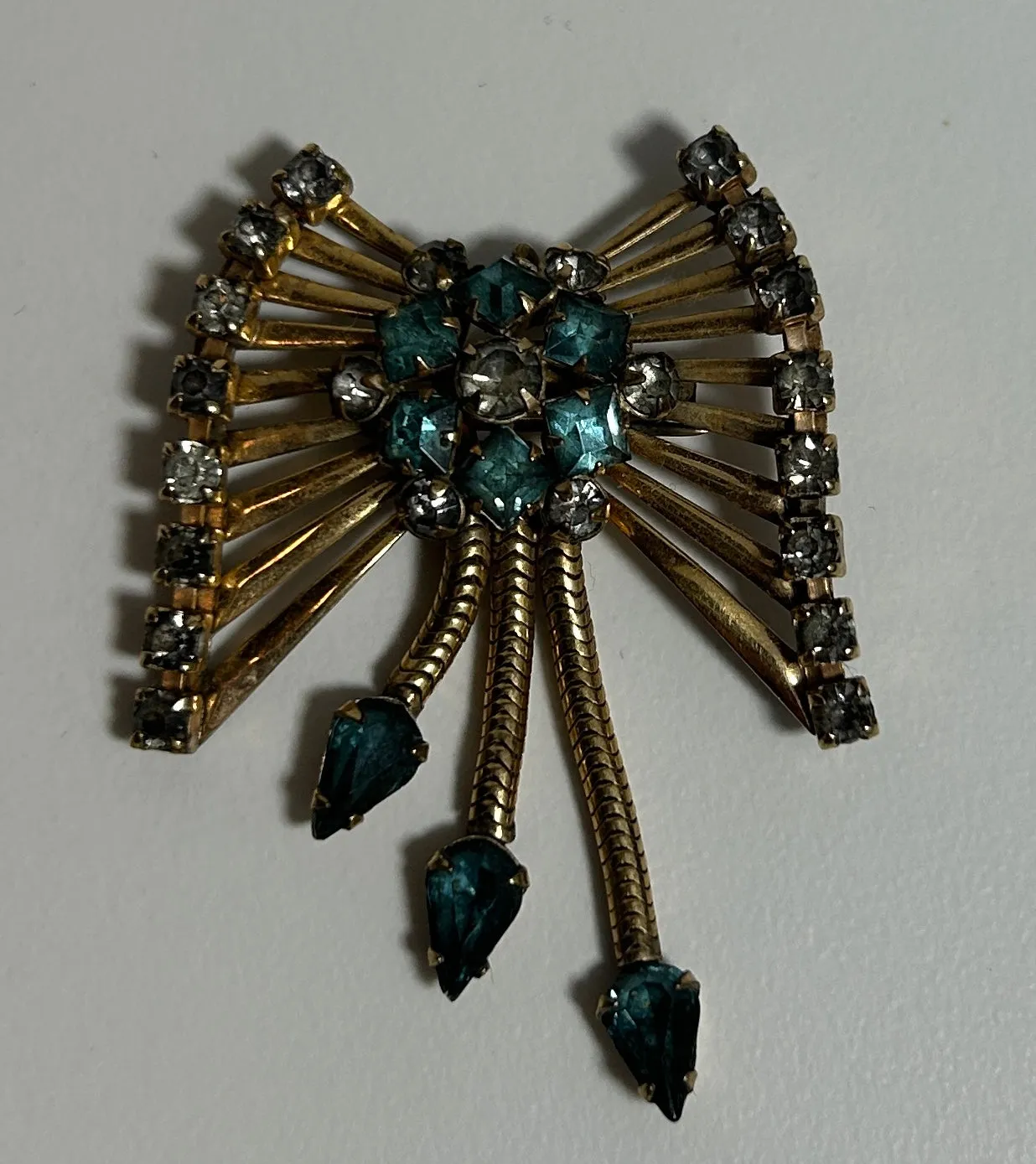 Vintage MCM Signed Marks & Spencer 12K Gold-Filled Rhinestone Brooch Pendant – Rare
