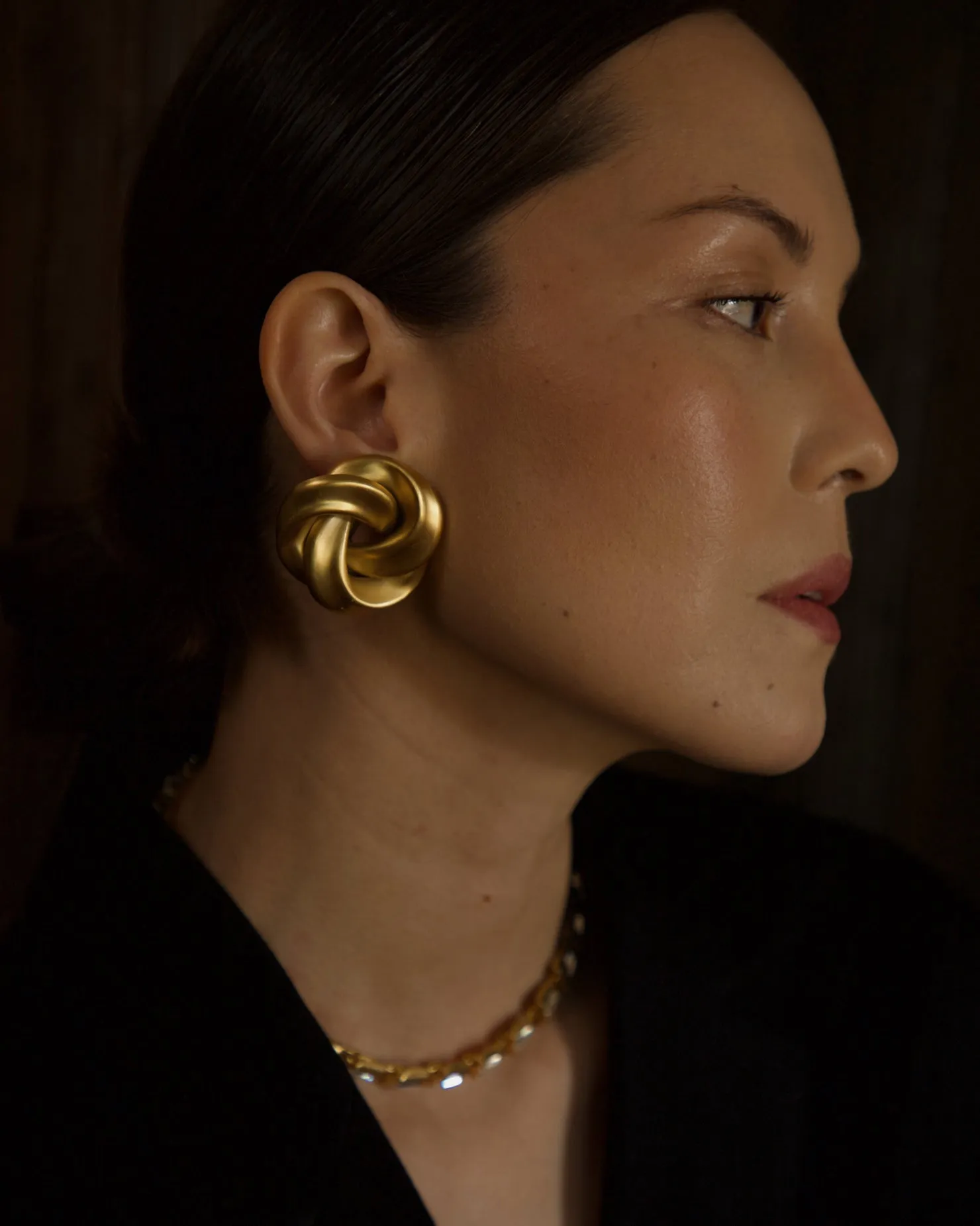 Vintage Oversized Matte Gold Knot Clip Ons