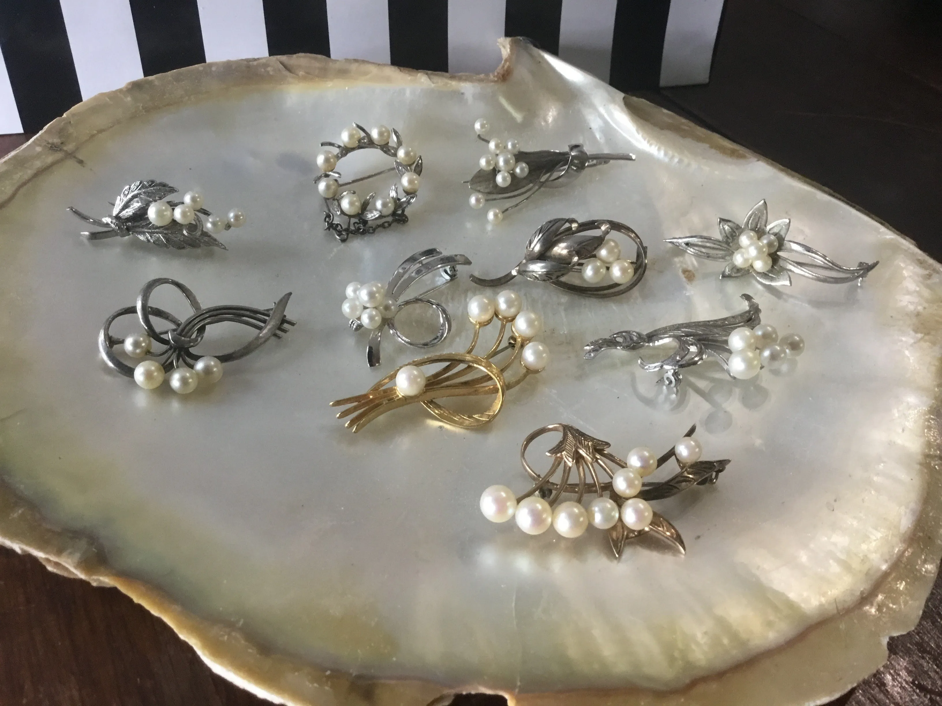 Vintage pearl brooches