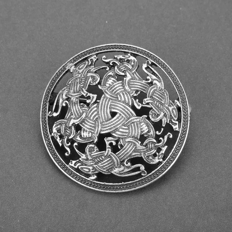 Vintage Round Viking Pin Brooches