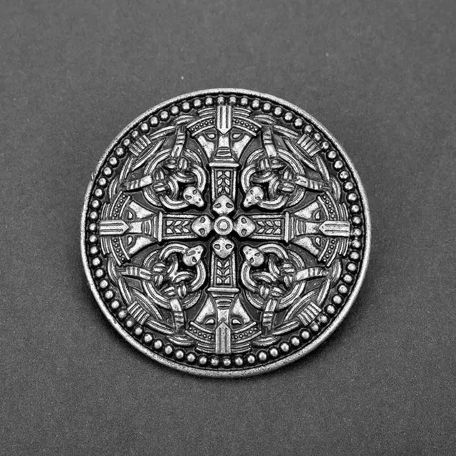 Vintage Round Viking Pin Brooches