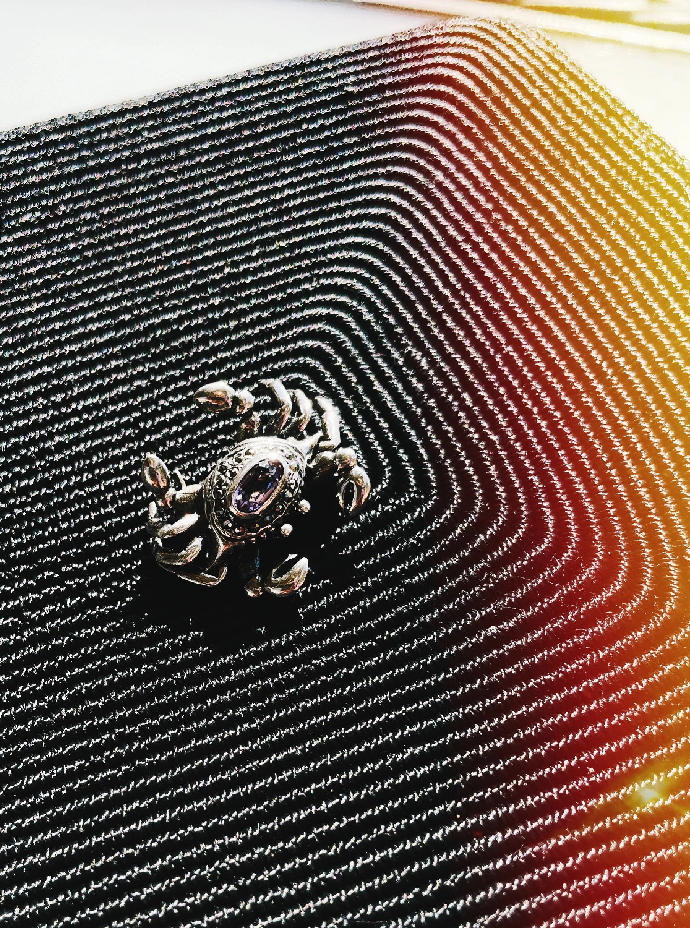 Vintage Silver and Amethyst Crab Brooch Cancer Zodiac