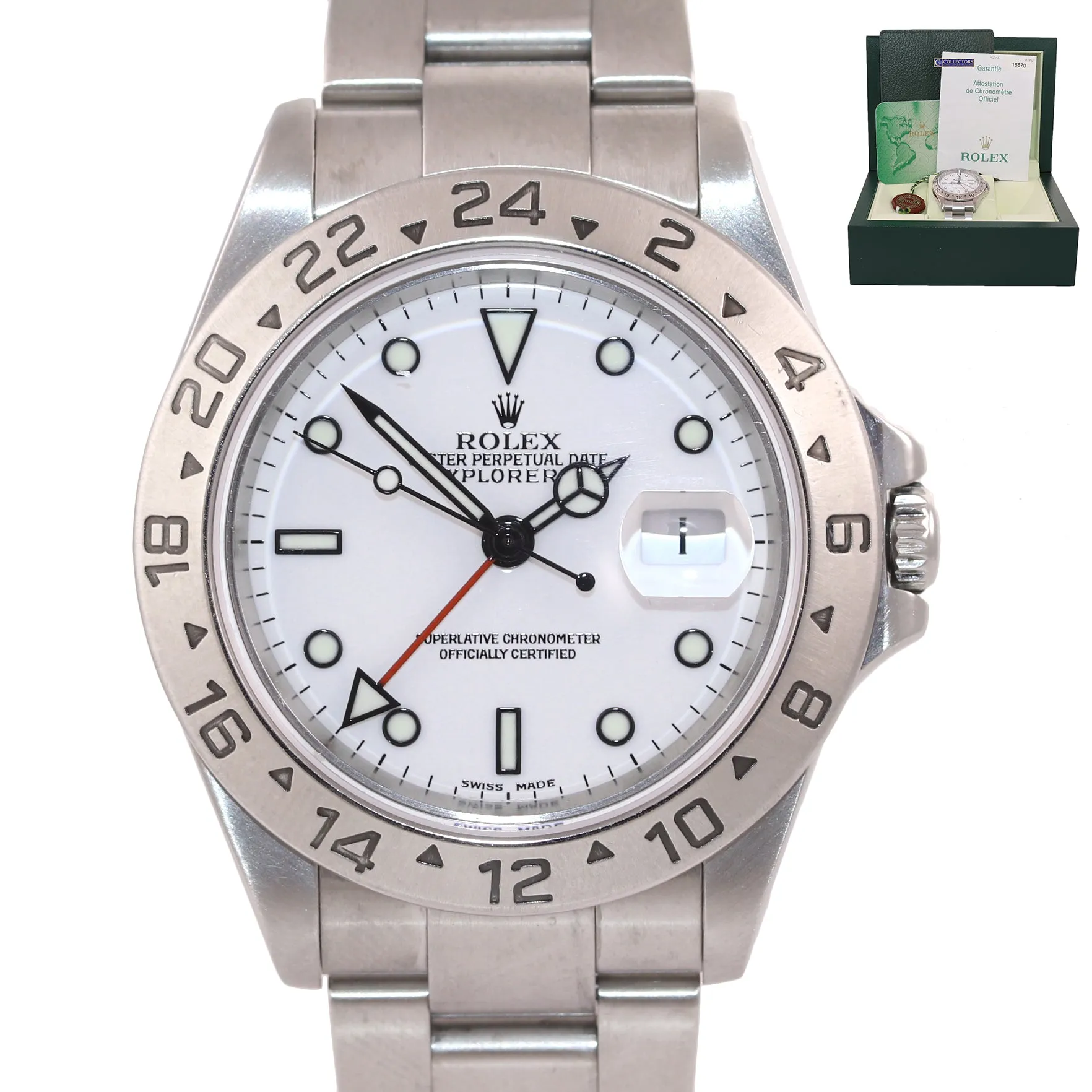 WARRANTY PAPERS Rolex Explorer II White 16570 Polar White Steel 40mm Watch Box