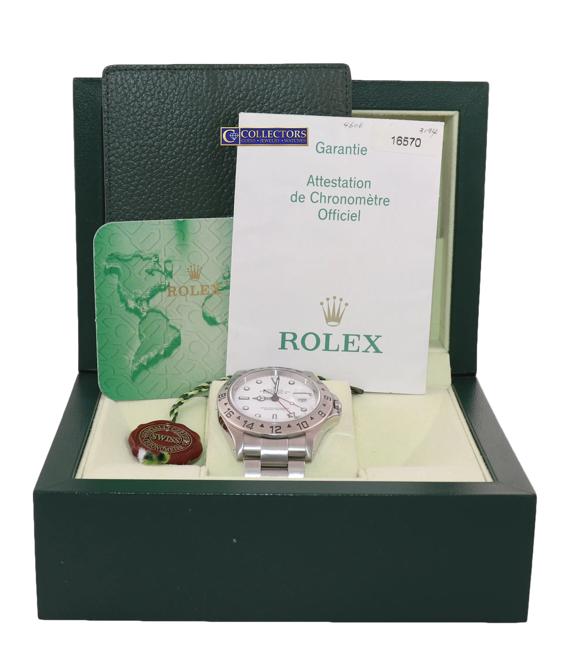 WARRANTY PAPERS Rolex Explorer II White 16570 Polar White Steel 40mm Watch Box